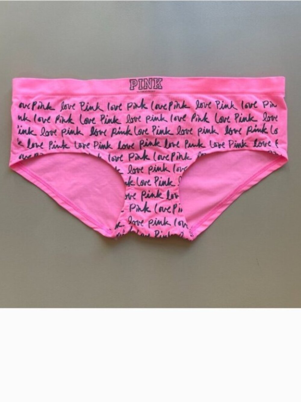 New Victoria's Secret Pink Yoga Panties Logo Undies Love Hot Pink Black Small